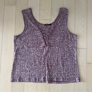 Casual Lace Up Tank Top Maroon